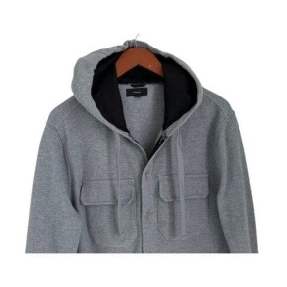 Vince Moss Stitch Over Shirt Hoodie Jacket Gray Front Pockets Size Small - Picture 5 of 10